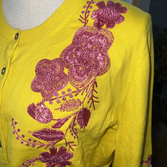 NEW NWT Boden Embroidered Blouson Cardigan in Lemon Fizz Size US 20 22 new - Picture 3 of 15